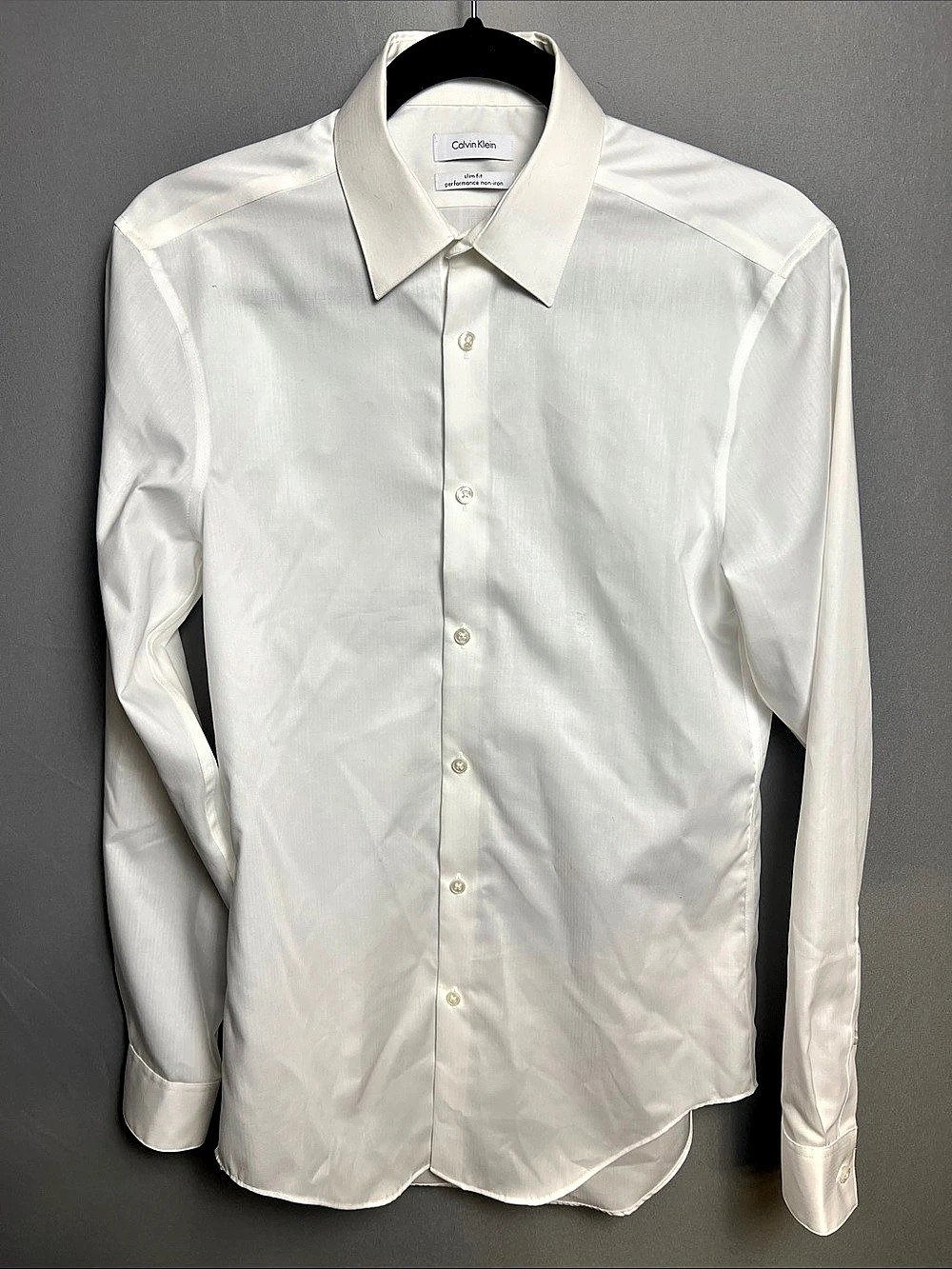 Calvin Klein Slim Fit Performance Non-Iron Dress Shirt Men's S White